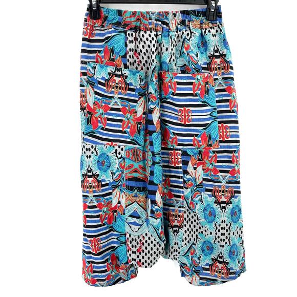 Floral Linen Pull On True Harem Pants Womens Size Medium With Pockets - Picture 2 of 4
